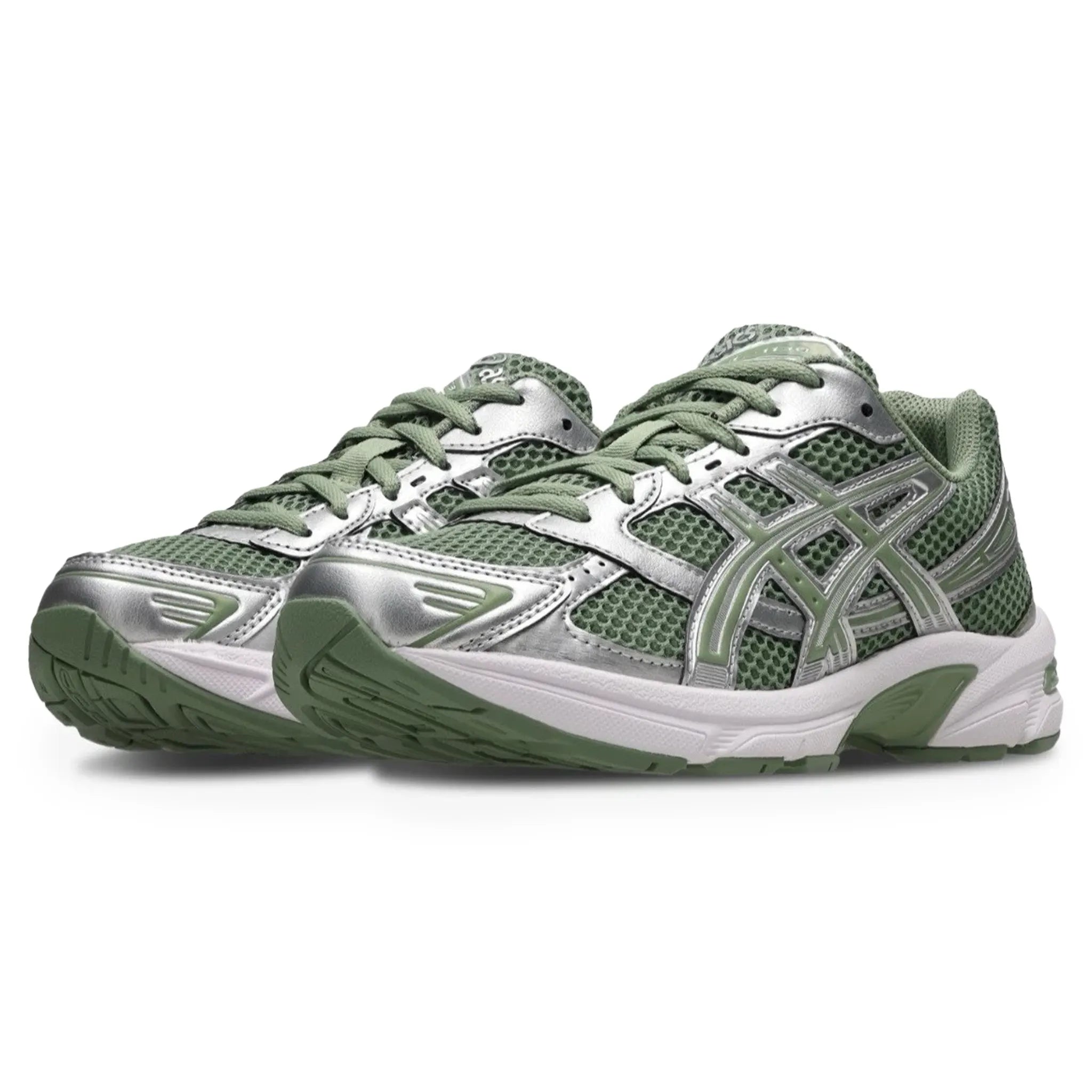 Front Side View of ASICS Gel-1130 Swamp Green Silver 1203a842-300